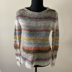 Anthropologie Moth Women's Sweater Mohair Blend with Multicolor Stripes Size Med